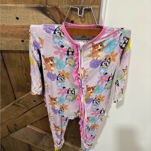 Luvable Friends Pink Cartoon Print Footie